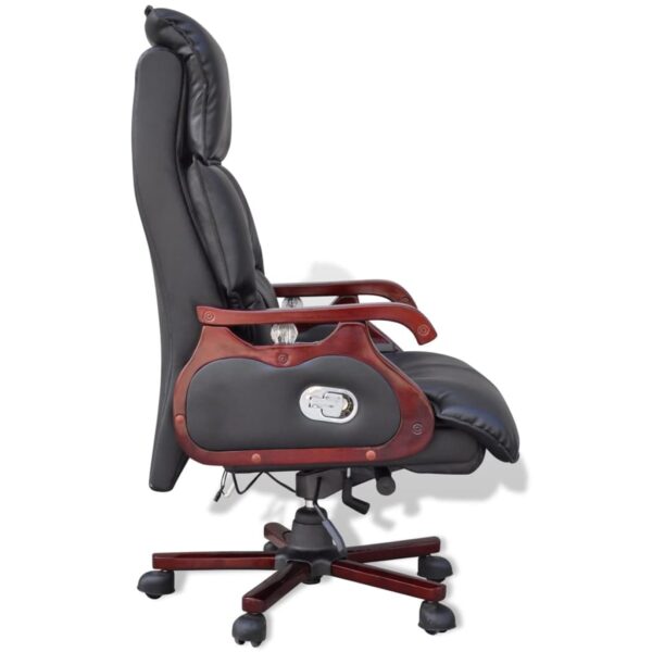 vidaXL Black Top Real Leather Adjustable Massage Office Chair - Image 3