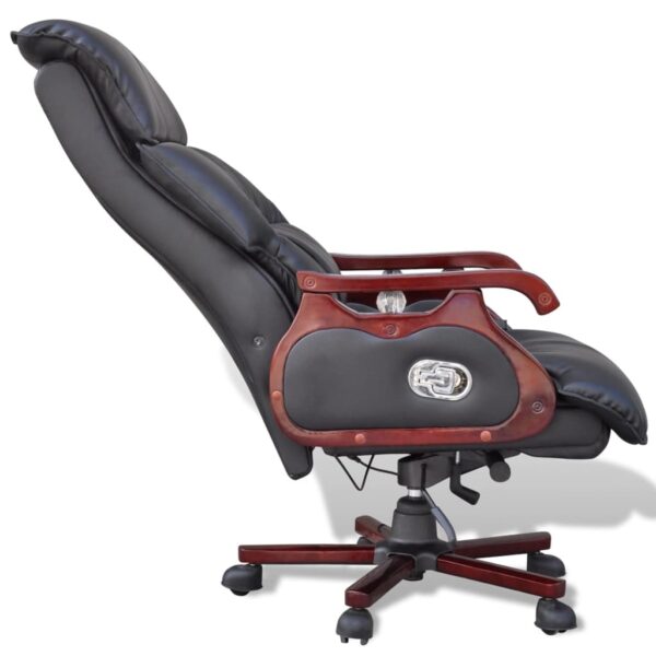 vidaXL Black Top Real Leather Adjustable Massage Office Chair - Image 4