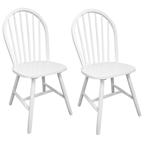 vidaXL Dining Chairs 2 pcs White Solid Rubber Wood - Image 2