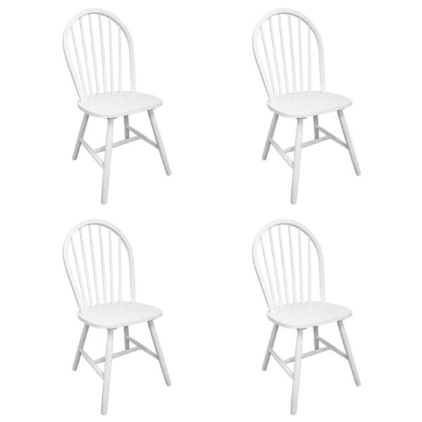 vidaXL Dining Chairs 4 pcs White Solid Rubber Wood - Image 2