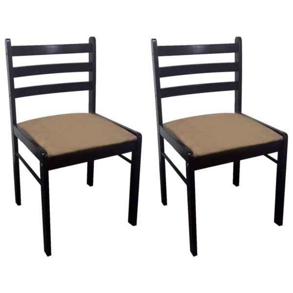 vidaXL Dining Chairs 2 pcs Brown Solid Rubber Wood and Velvet - Image 2