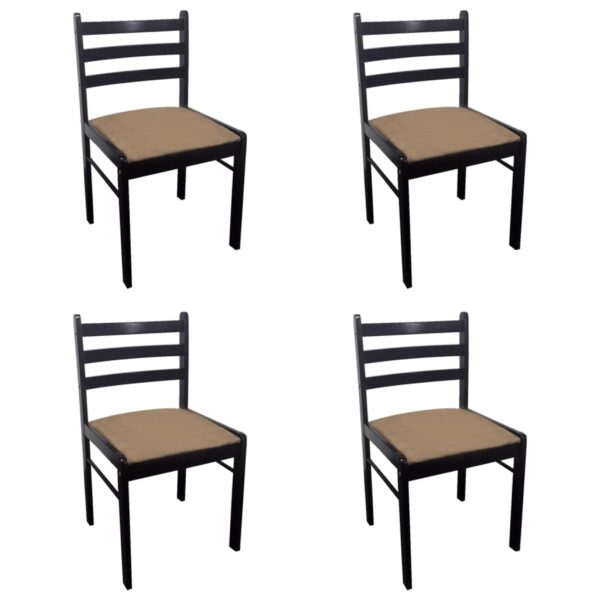 vidaXL Dining Chairs 4 pcs Brown Solid Rubber Wood and Velvet - Image 2