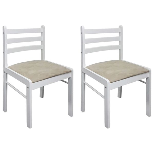 vidaXL Dining Chairs 2 pcs White Solid Rubber Wood and Velvet - Image 2