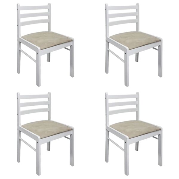 vidaXL Dining Chairs 4 pcs White Solid Rubber Wood and Velvet - Image 2