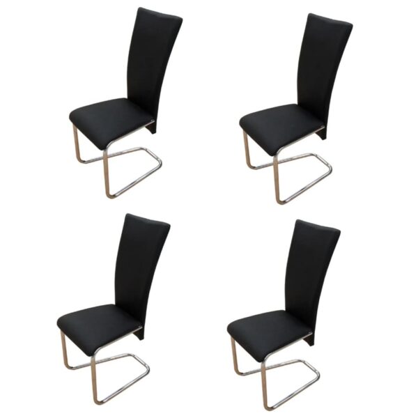 vidaXL Dining Chairs 4 pcs Black Faux Leather - Image 2