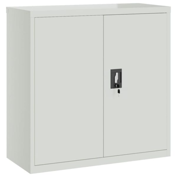 vidaXL Office Cabinet with 2 Doors Gray 35.4â€ Steel - Image 2