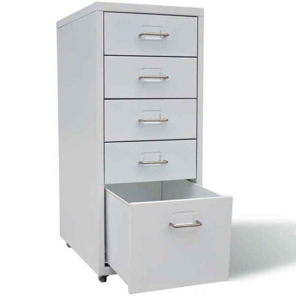 vidaXL File Cabinet with 5 Drawers Gray 27" Steel - Image 3