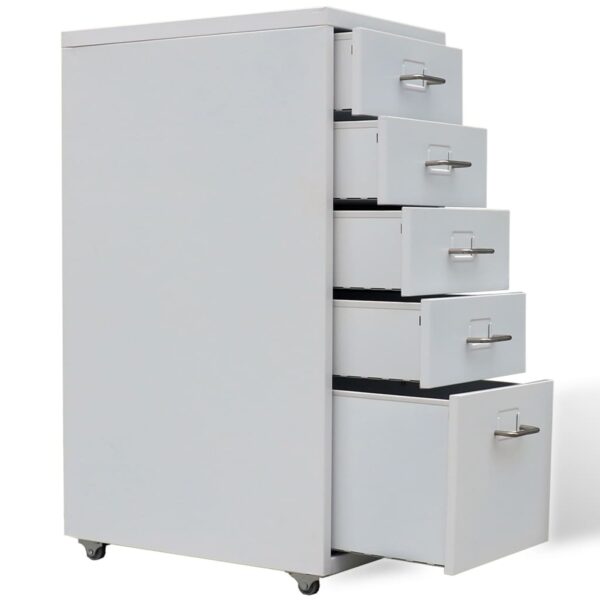 vidaXL File Cabinet with 5 Drawers Gray 27" Steel - Image 4