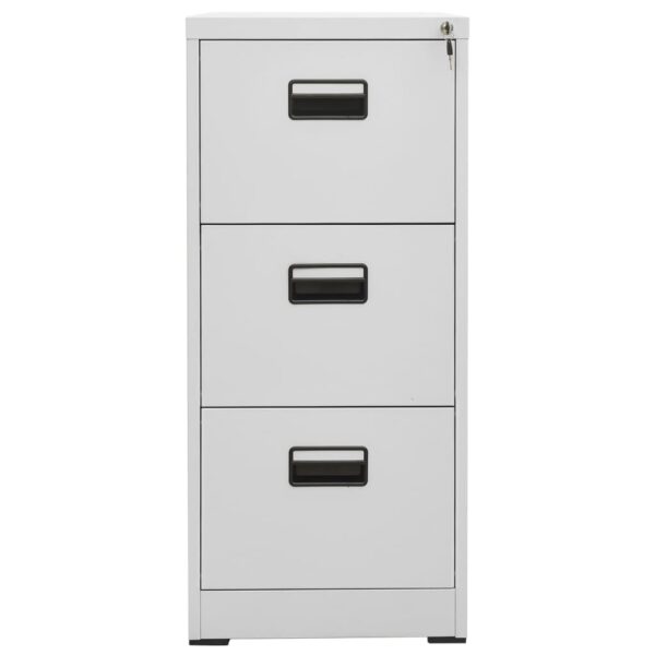 vidaXL Filing Cabinet Light Gray 18.1"x24.4"x40.4" Steel - Image 2