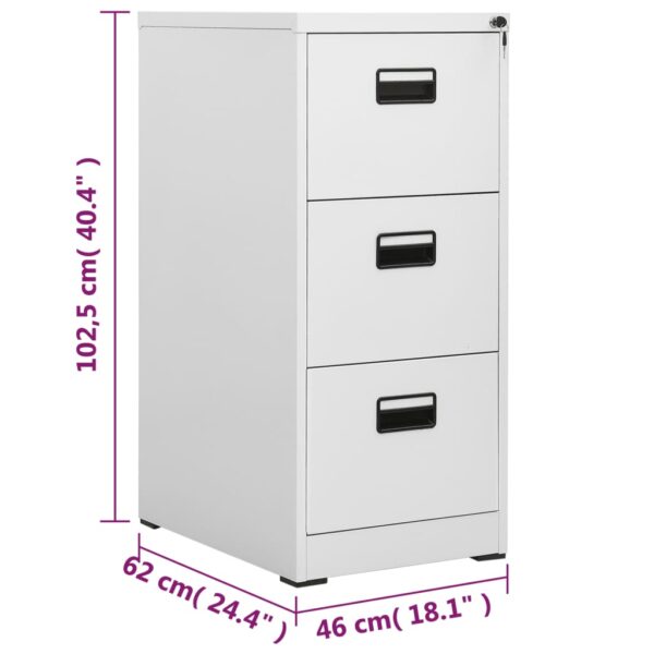 vidaXL Filing Cabinet Light Gray 18.1"x24.4"x40.4" Steel - Image 11