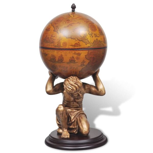 vidaXL Globe Bar Wine Stand Atlas Design 16.5"x16.5"x33.5" - Image 3