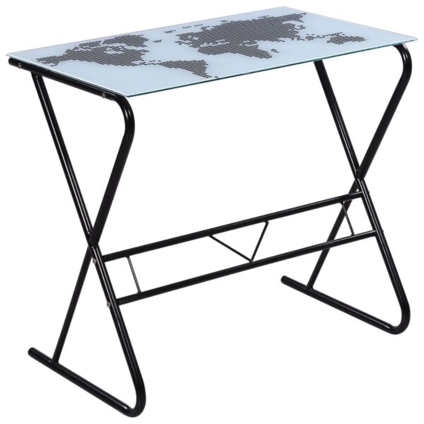 Glass Desk with World Map Pattern - Image 2