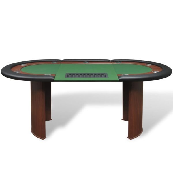 vidaXL 10-Player Poker Table with Dealer Area and Chip Tray Green - Image 2