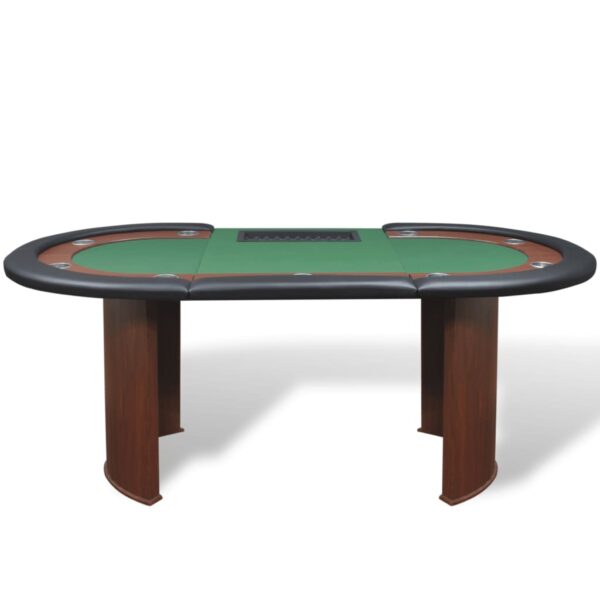 vidaXL 10-Player Poker Table with Dealer Area and Chip Tray Green - Image 3