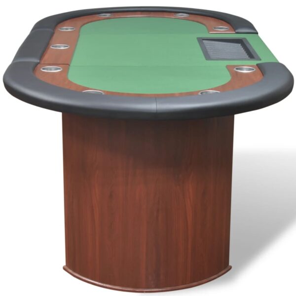 vidaXL 10-Player Poker Table with Dealer Area and Chip Tray Green - Image 5