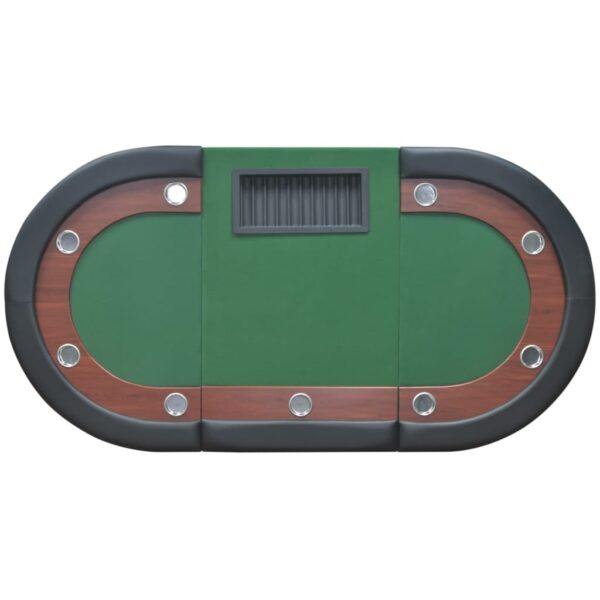 vidaXL 10-Player Poker Table with Dealer Area and Chip Tray Green - Image 6