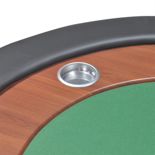 vidaXL 10-Player Poker Table with Dealer Area and Chip Tray Green - Image 8