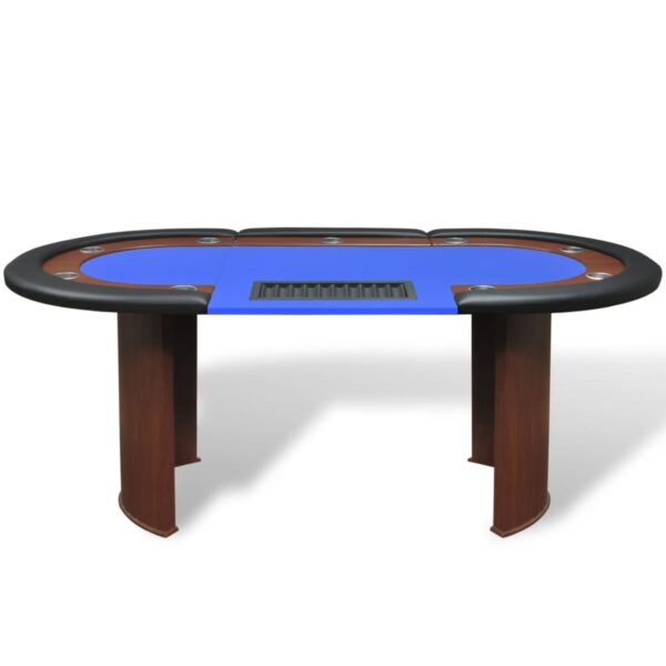 vidaXL 10-Player Poker Table with Dealer Area and Chip Tray Blue - Image 2