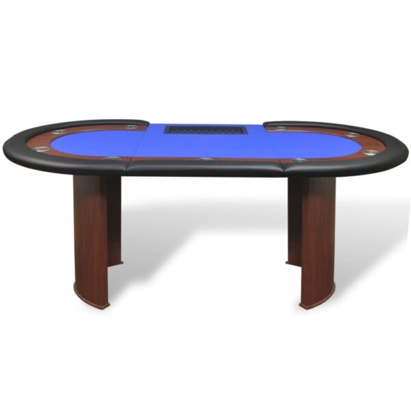 vidaXL 10-Player Poker Table with Dealer Area and Chip Tray Blue - Image 3