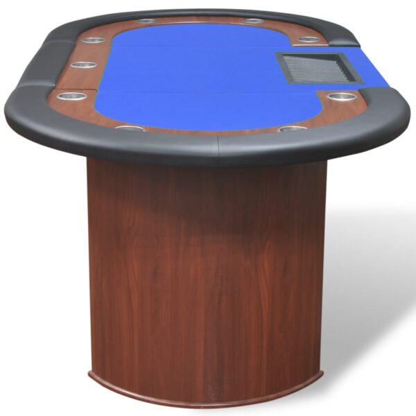 vidaXL 10-Player Poker Table with Dealer Area and Chip Tray Blue - Image 5