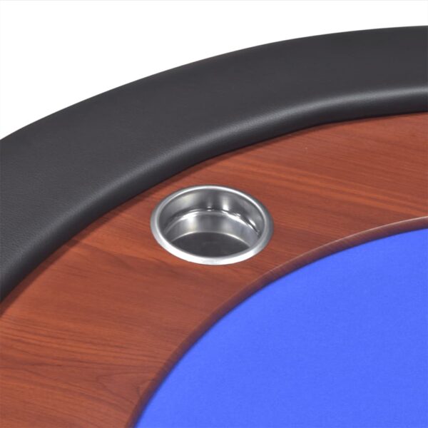 vidaXL 10-Player Poker Table with Dealer Area and Chip Tray Blue - Image 8