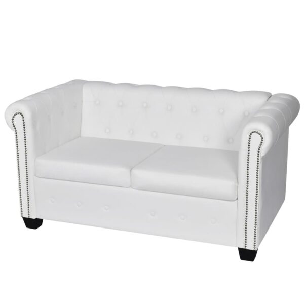 vidaXL Chesterfield 2-Seater Artificial Leather White