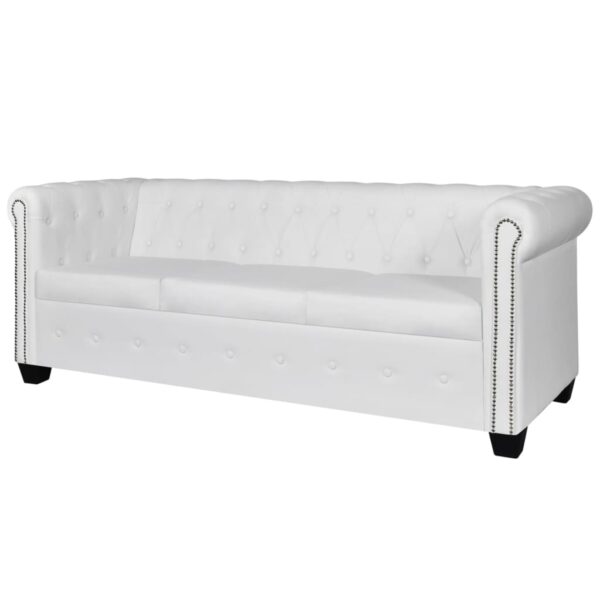 vidaXL Chesterfield 3-Seater Artificial Leather White