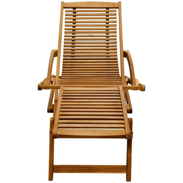 vidaXL Deck Chair with Footrest Solid Acacia Wood - Image 2