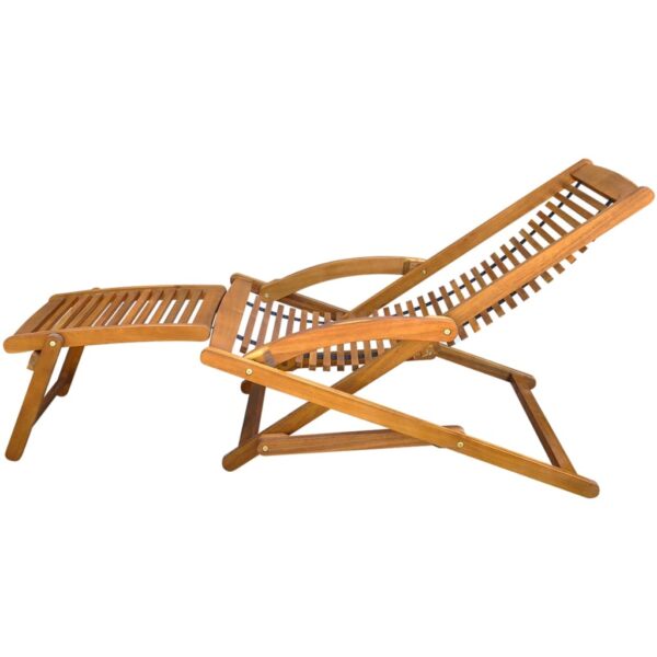 vidaXL Deck Chair with Footrest Solid Acacia Wood - Image 3