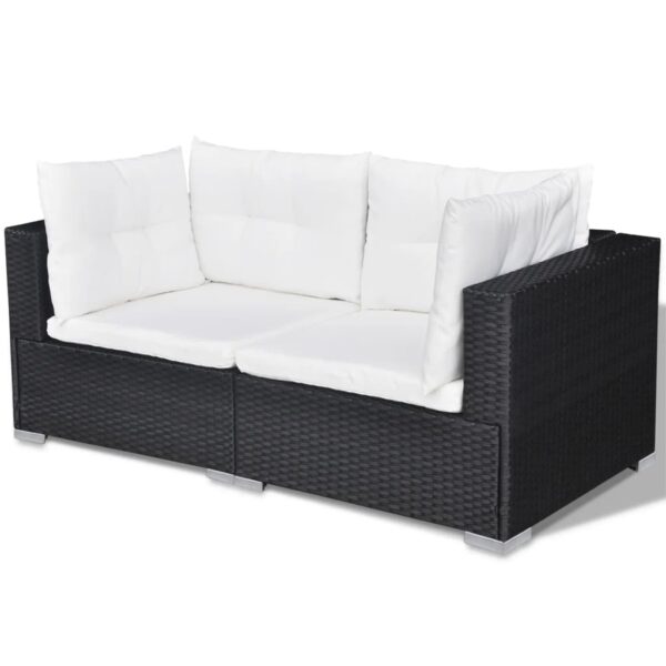 vidaXL 10 Piece Patio Lounge Set with Cushions Poly Rattan Black - Image 6