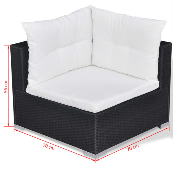 vidaXL 10 Piece Patio Lounge Set with Cushions Poly Rattan Black - Image 11