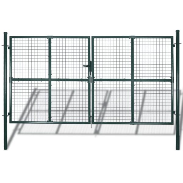 vidaXL Double Door Fence Gate Powder-Coated Steel