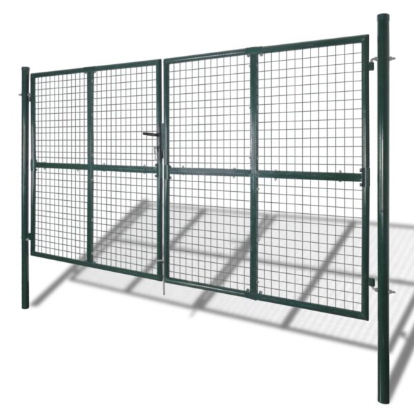 vidaXL Double Door Fence Gate Powder-Coated Steel - Image 2