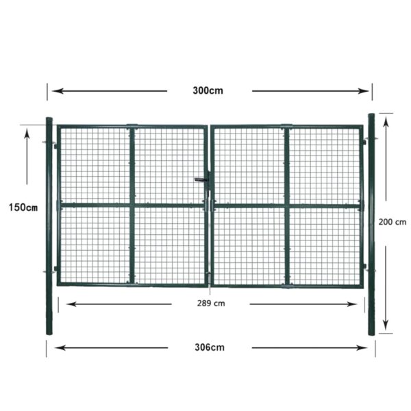 vidaXL Double Door Fence Gate Powder-Coated Steel - Image 10