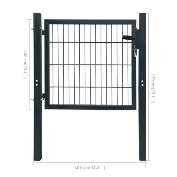 vidaXL Fence Gate Steel Anthracite 41.3"x59.1" - Image 6