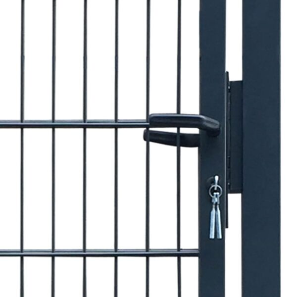 vidaXL Fence Gate Steel 41.7"x97.6" Anthracite - Image 4