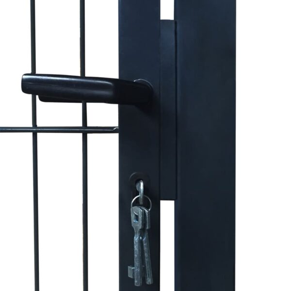 vidaXL Fence Gate Steel 41.7"x97.6" Anthracite - Image 6