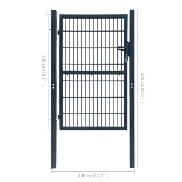 vidaXL Fence Gate Steel 41.7"x97.6" Anthracite - Image 7