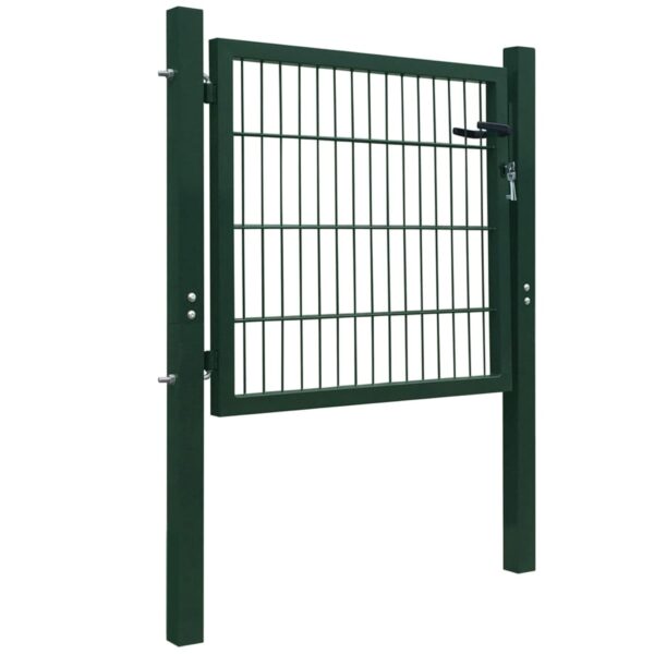 vidaXL Fence Gate Steel Green 41.3"x59.1" - Image 2