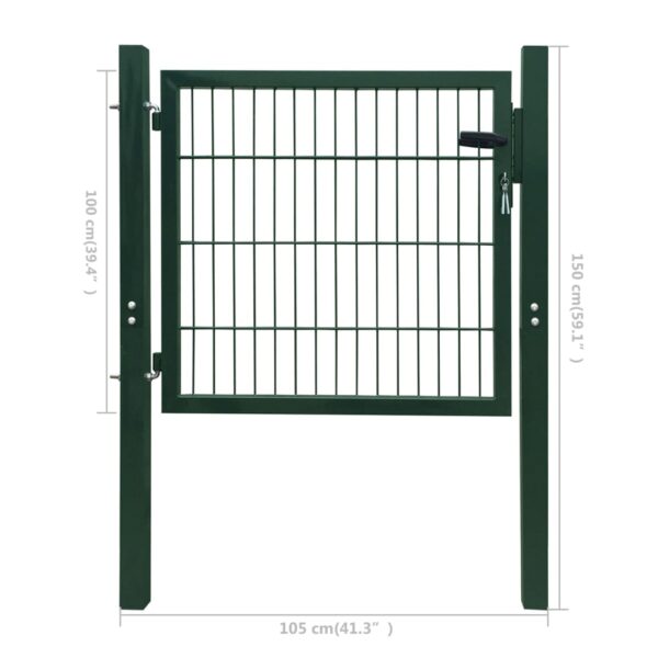 vidaXL Fence Gate Steel Green 41.3"x59.1" - Image 6