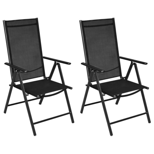 vidaXL Folding Patio Chairs 2 pcs Aluminum and Textilene Black