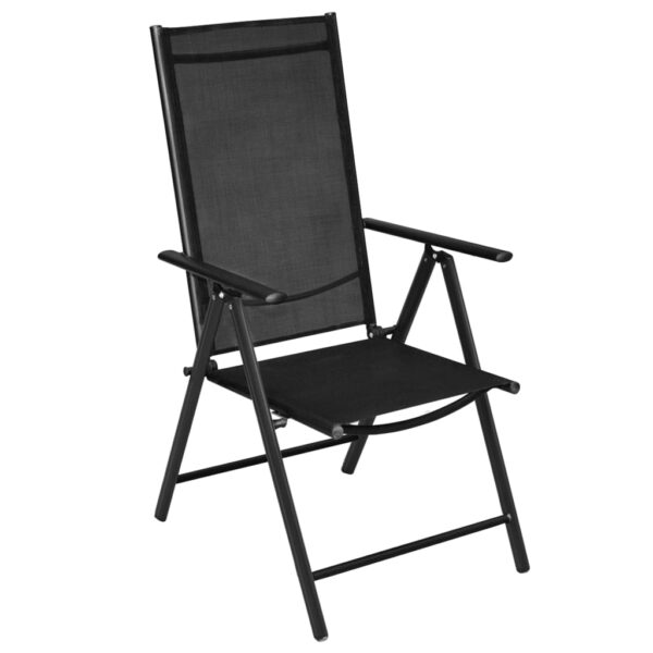 vidaXL Folding Patio Chairs 2 pcs Aluminum and Textilene Black - Image 2