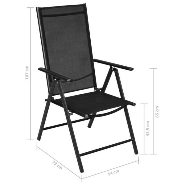 vidaXL Folding Patio Chairs 2 pcs Aluminum and Textilene Black - Image 7