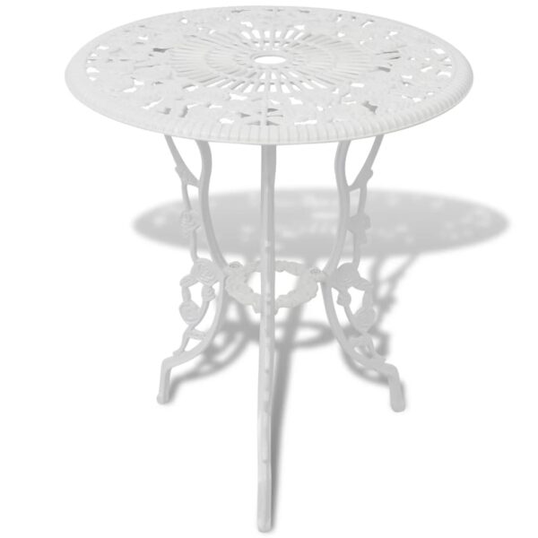 vidaXL 3 Piece Bistro Set Cast Aluminum White - Image 2