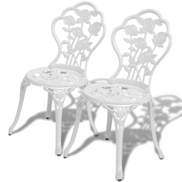 vidaXL 3 Piece Bistro Set Cast Aluminum White - Image 4