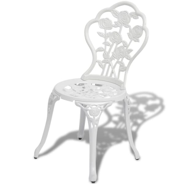 vidaXL 3 Piece Bistro Set Cast Aluminum White - Image 5