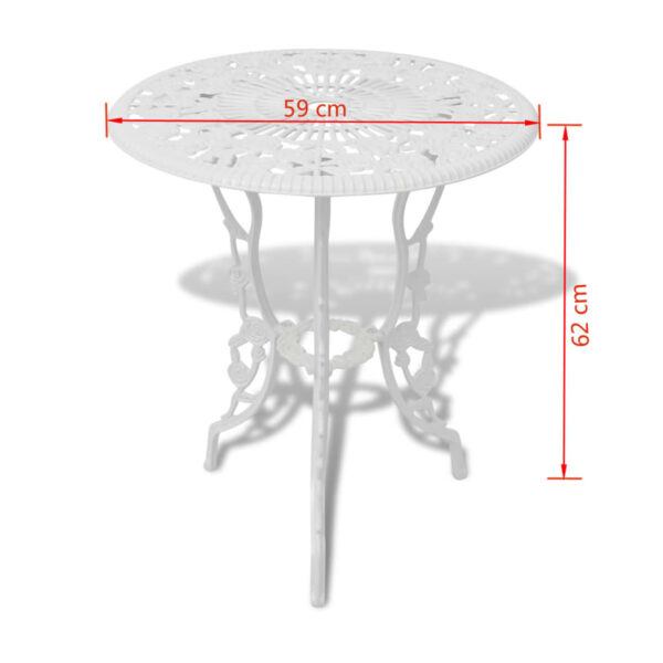 vidaXL 3 Piece Bistro Set Cast Aluminum White - Image 9