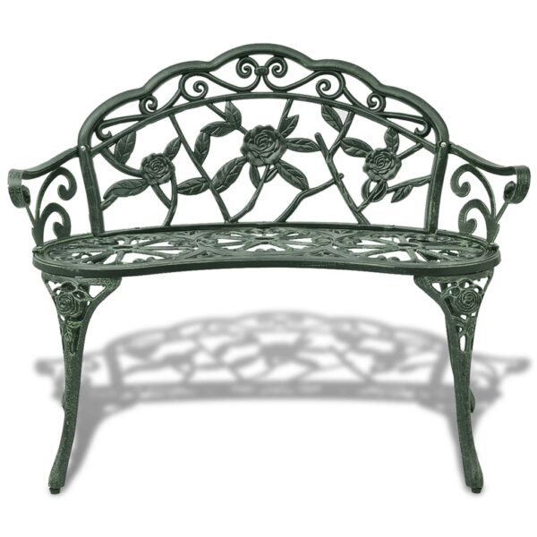 vidaXL Patio Bench 39.4" Cast Aluminum Green - Image 2