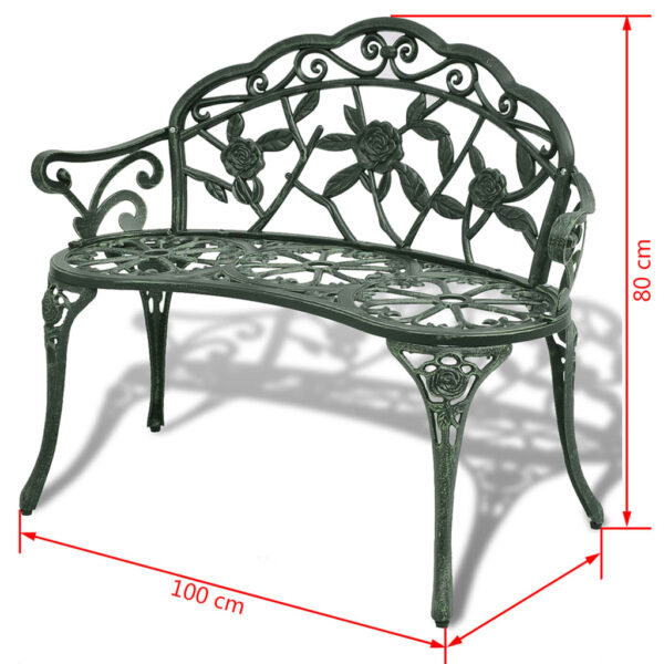 vidaXL Patio Bench 39.4" Cast Aluminum Green - Image 4