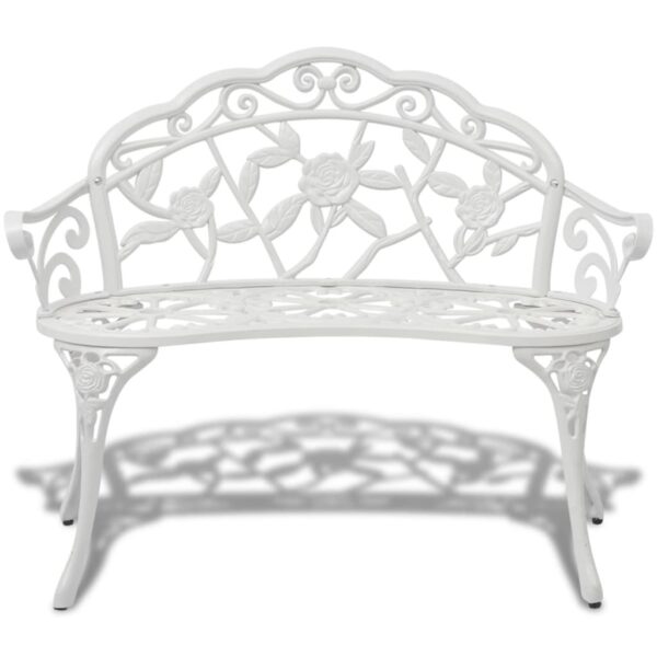 vidaXL Patio Bench 39.4" Cast Aluminum White - Image 2